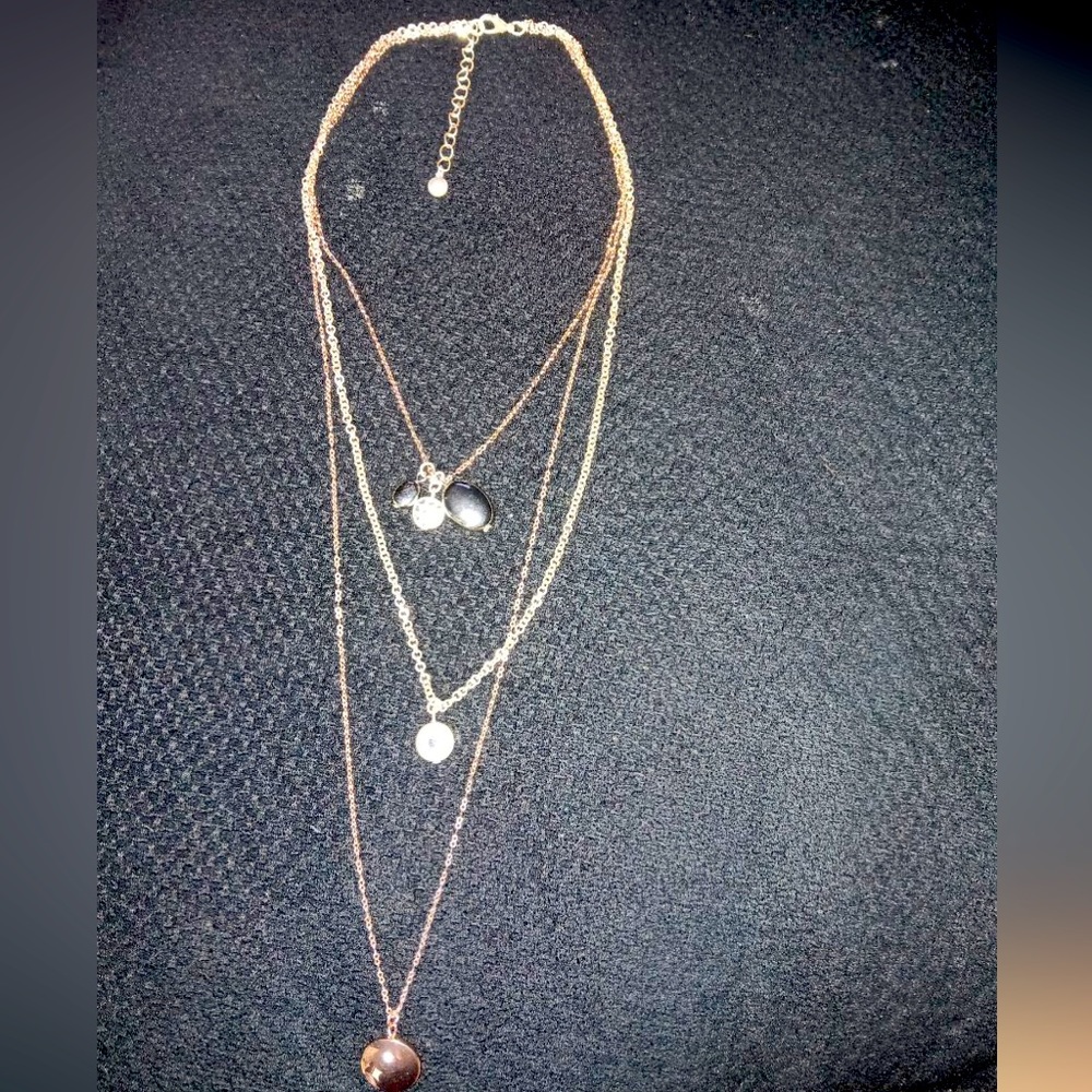 Three tone chain necklace with charms
